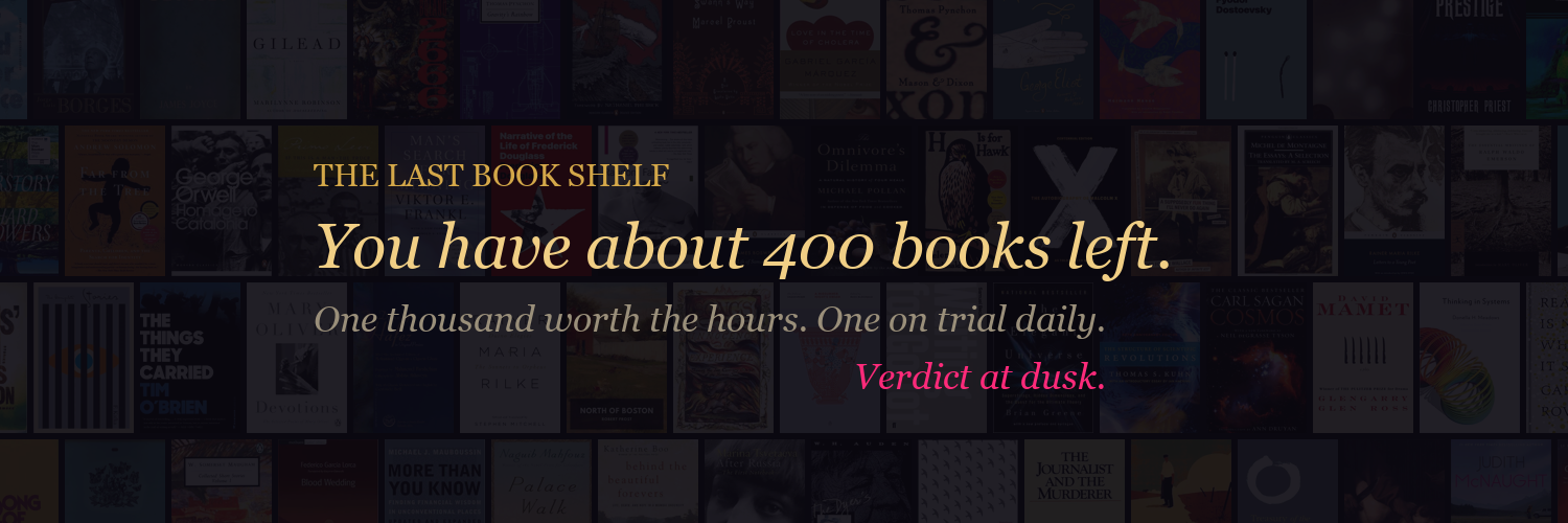 Banner over a wall of book covers reading: You have about 400 books left.